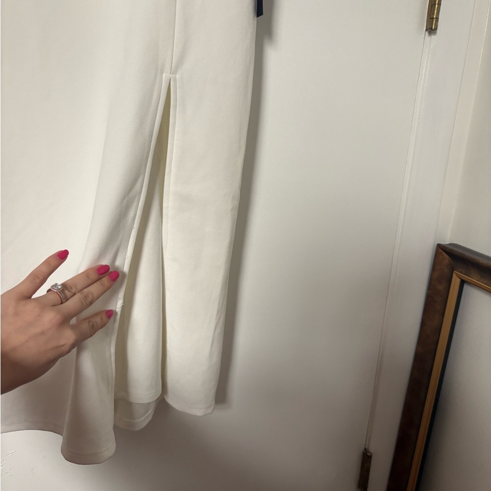 Lulus Romantic Celebration White Tie-Strap Bodycon Midi Dress Size Small Bridal - Picture 9 of 10